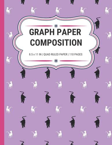 Graph Paper Composition: Blank Purple Cat Prints Grid Graph Paper Composition Notebook For Math, Science And Engineering , Quad Ruled 4x4, Large Size 8.5"X11", 110 Sheets