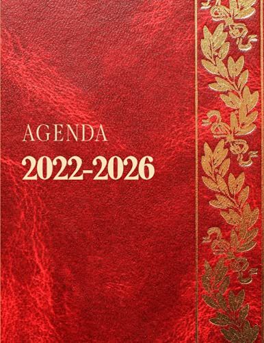 Agenda 2022 - 2026: Planificateur Rouge Et Or Mensuel De 5 Ans. Calendrier De 60 Mois Grand Format 18x25 Cm. Deux Pages Par Mois Avec Liste De Tâches, ... Dates Importantes Et Mots De Passe.