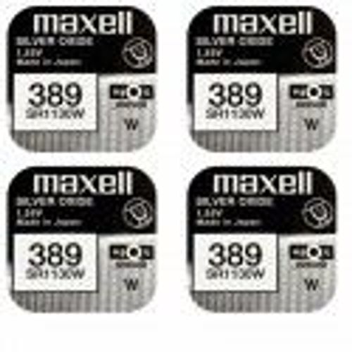 4 piles Maxell 389 SR1130W Silver Oxide 1,55 v