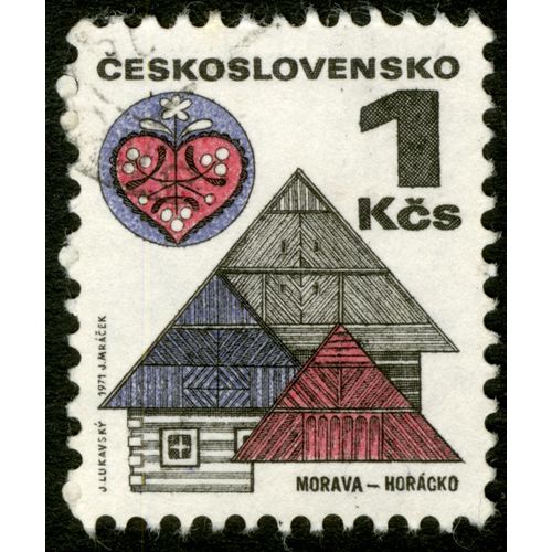 Timbre Oblitéré Ceskoslovensko, Morava-Horacko, 1 Kcs, 1971