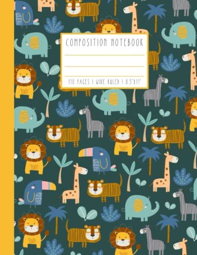 Jungle Animals Composition Notebook, Composition Notebook Wide Ruled 110 Pages 8.5"X11"