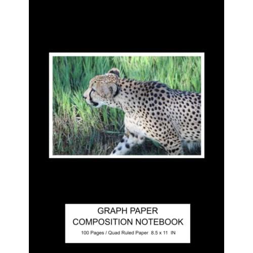 Cheetah Photo Graph Paper Notebook: Quad Ruled 4x4 / Grid Paper For Math Science Architects Engineering Students / 100 Pages / Large 8.5 X 11 / Graph Paper Notebooks