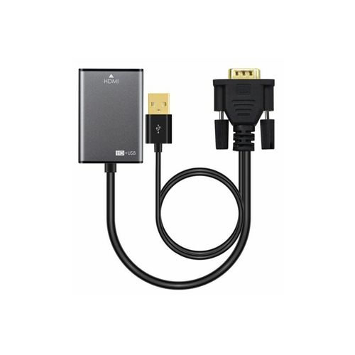 MicroConnect - Adaptateur HDMI - USB, HD-15 (VGA) pour HDMI femelle - 15 cm - noir - actif, support 1080p