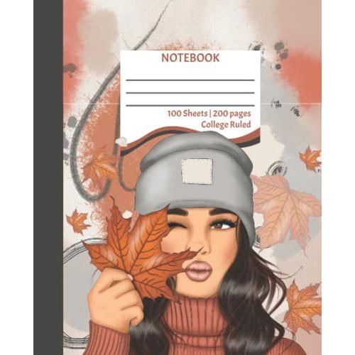 Cute Notebook: Loving Fall | 200 Pages | 7.5x9.25 | College Rule Lined