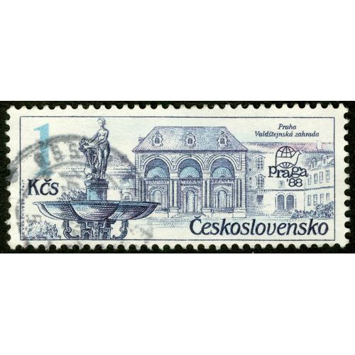 Timbre Oblitéré Ceskoslovensko, Praha, Valdstejnska Zahrada, Praga'88, 1 Kcs