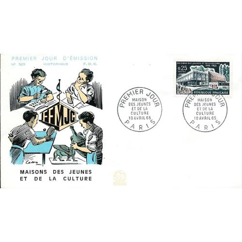 France 1965, Belle Enveloppe 1er Jour Fdc 529, Timbre 1448, Maisons Des Jeunes Et De La Culture, Cachet De Paris, Tbe. -