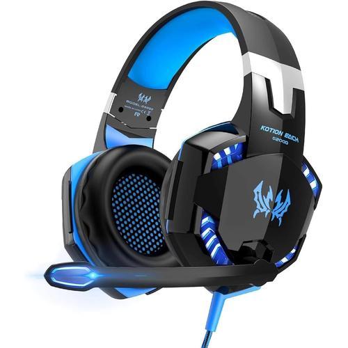 Casque Gaming De Jeu avec RéDuction du Bruit StéRéO,Ps4 Ps5 LED Casque Supra-Auriculaire avec Microphone Antibruit Et LumièRe, Gamer Casque D'Ordinateur Professionnel pour Ordinateur Portable