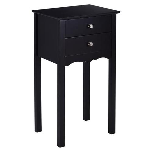 Costway Table De Chevet Avec 2 Tiroirs Et Dispositif Anti-Basculement, 40 X 32 X 75 Cm, Pour Chambre/Salon/Entrée/Couloir, Noir