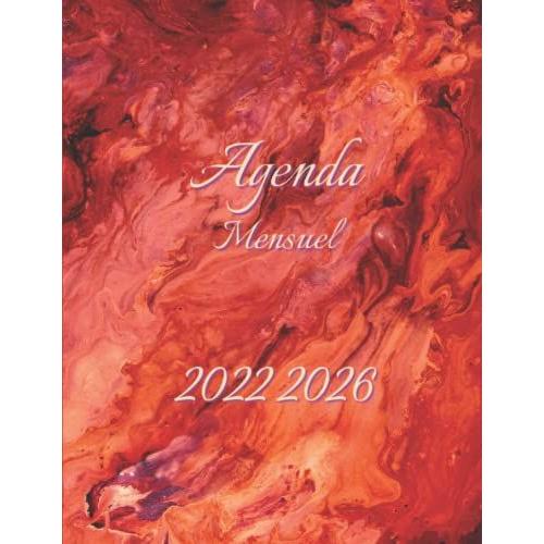 Agenda 2022 - 2026: Vintage Rouge Et Or. Planificateur Mensuel De 5 Ans. Grand Format 22x28 Cm. Calendrier De 60 Mois, 2 Pages Par Mois. Espace De Notes, To Do List.