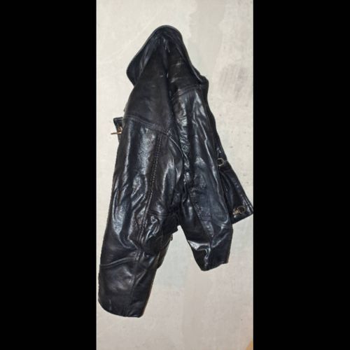 Blouson De Cuir Noir Vintage Marque Gozzi
