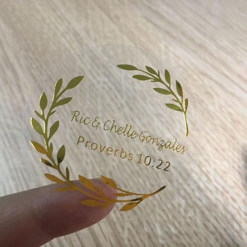 Feuille d'or des étiquettes autocollantes adhésives rondes en plastique -  Chine Impression des étiquettes autocollantes en plastique transparent,  Gold autocollants ronds