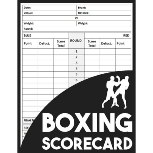 Boxing Scorecard: 100 Boxing Scorecards To Keep Record Boxing Match Scores, Boxing Score Sheet, Boxing Score Pads, Boxing Scorebook, Large Size 8.5 X 11 Inches