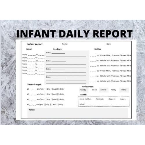 Infant Daily Report: Infant Daily Report - In-Home Preschool, Daycare, Nanny Log