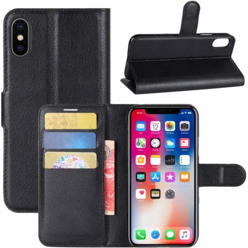 Coque Iphone Xs Max Premium Étui En Cuir Pu Leather Wallet Portefeuille Housse Flip Case Cover Pour Apple Iphone Xs Max 6.5"" 2018 Smartphone Noir