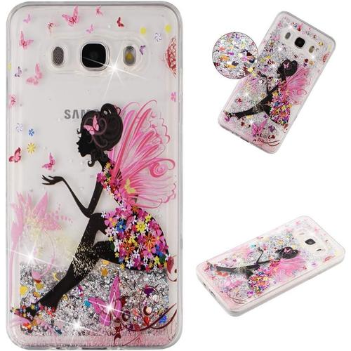 Silicone Coque Pour Samsung Galaxy J5 2016 J510 Paillettes Glitter 3d Antichoc Tpu Souple Etui Transparente Motif Housse De Protection Strass Liquide Case Cover Pour Fille Femme Fille