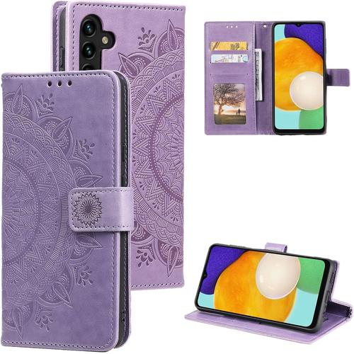 Coque Pour Samsung Galaxy A04s/A13 5g Violet Housse En Cuir Premium Flip Case Portefeuille Etui Avec Stand Support Et Carte Slot Samsung Galaxy A04s/A13 5g Violet