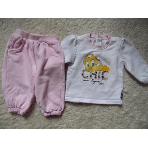 Très Joli Jogging Bébé Fille "Baby Looney Tunes" Titi Taille 6/9 Mois Idée Cadeau