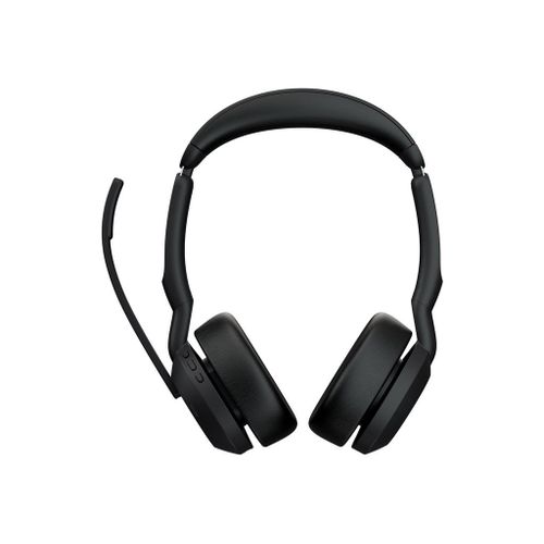 Jabra Evolve2 55 MS Stereo - Micro-casque - sur-oreille - Bluetooth - sans fil - Suppresseur de bruit actif - USB-C - noir - certifié Zoom, Cisco Webex Certified, Certifié Alcatel-Lucent...