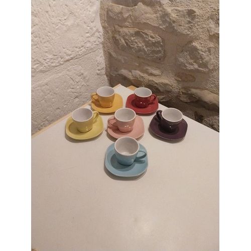 Service À Café 6 Tasses + 6 Sous Tasses Neuf
