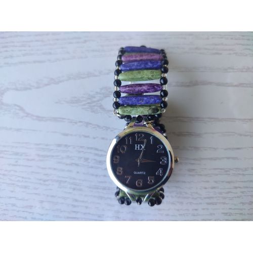 Montre Bracelet Fait Main Avec Perles En Pierres Et Verre