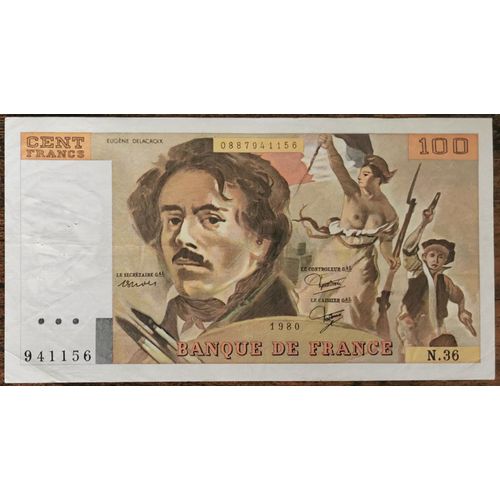 Billet 100 Francs Eugène Delacroix 1980 France N.36 941156