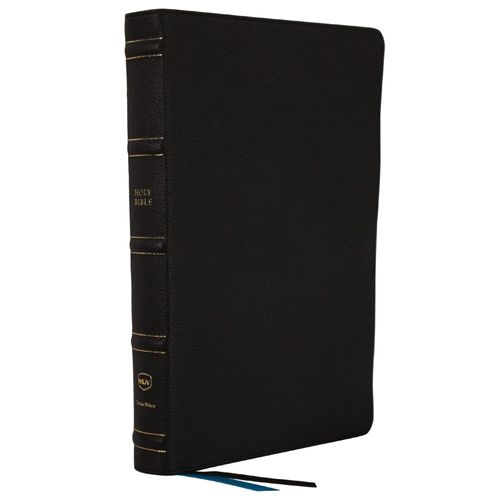 Nkjv, Large Print Thinline Reference Bible, Blue Letter, Maclaren Series, Genuine Leather, Black, Comfort Print