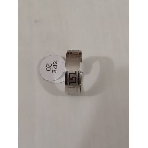Bague En Acier Inoxydable,Métal Argenté,Dessin Géométrique,Taille 20