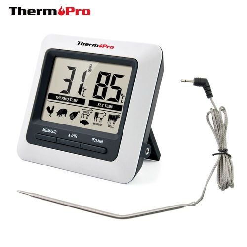 Thermopro-Numérique Lcd Avec Sonde En Acier Inoxydable,Cuisson De La Viande,Grand Four À Griller,Barbecue,Fumoir,Cuisine,Tp04