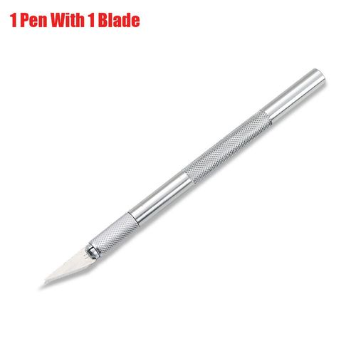 Couteau en métal caraté avec lame de sécurité,couteau à papier,stylo de découpe,outil de coupe d'art,coupe artisanale,coupe-gravure,bricolage - Type silver