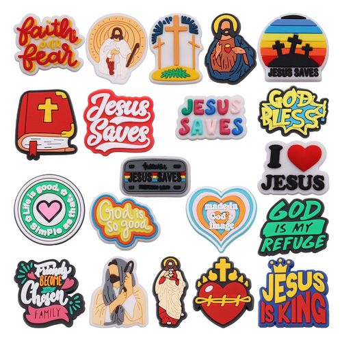 Décoration De Chaussure En Pvc Jésus Sauve Fabriqué À L'image De Dieu,La Vie Est Bonne,Le Christianisme,Les Breloques De Construction,Les Bracelets Adaptés,Cadeau De Noël,1-20 Pièc - Type Mix 20pcs