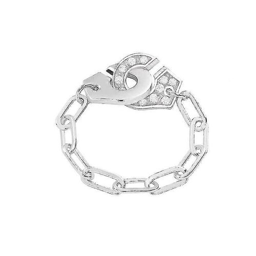 Sterling Silver Menottes Anneau Chaîne De Papier Blanc Clip