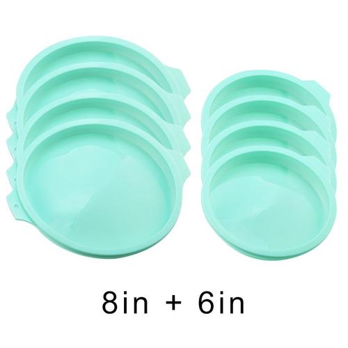 Fais Du-2-8 Pièces Moule À Gâteau En Silicone 4/6/8 Pouces Ensemble De Moules À Gâteau Ronds Antiadhésif Moule À Gâteau En Silicone Pour Les Outils De Cuisson Gâteaux Arc - Type 6in 4pcs 8in 4pcs A