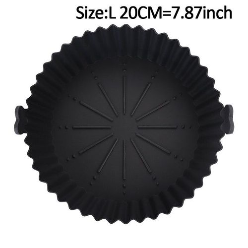 Poêle Ronde Antiarina En Silicone Réutilisable Pour Friteuses À Air,Tampons Pour Micro-Ondes,Doublure De Poêle À Friteuse À Air,Moule À Gâteau,Escalade De Cuisson Au Four,1 - Type Black Size L-20cm