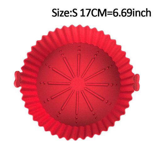 Poêle Ronde Antiarina En Silicone Réutilisable Pour Friteuses À Air,Tampons Pour Micro-Ondes,Doublure De Poêle À Friteuse À Air,Moule À Gâteau,Escalade De Cuisson Au Four,17 - Type Red Size S-17cm