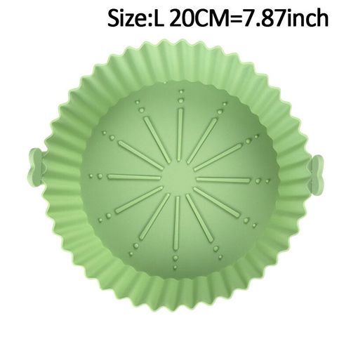 Poêle Ronde Antiarina En Silicone Réutilisable Pour Friteuses À Air,Tampons Pour Micro-Ondes,Doublure De Poêle À Friteuse À Air,Moule À Gâteau,Escalade De Cuisson Au Four,1 - Type Green Size L-20cm