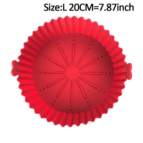 Poêle Ronde Antiarina En Silicone Réutilisable Pour Friteuses À Air,Tampons Pour Micro-Ondes,Doublure De Poêle À Friteuse À Air,Moule À Gâteau,Escalade De Cuisson Au Four,17 - Type Red Size L-20cm