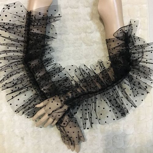 Gants courts en tulle transparent pour femmes,gants de robe de mariée,mitaines transparentes à pois blancs et noirs,longueur du poignet,gants pour patients,mode de mariage
