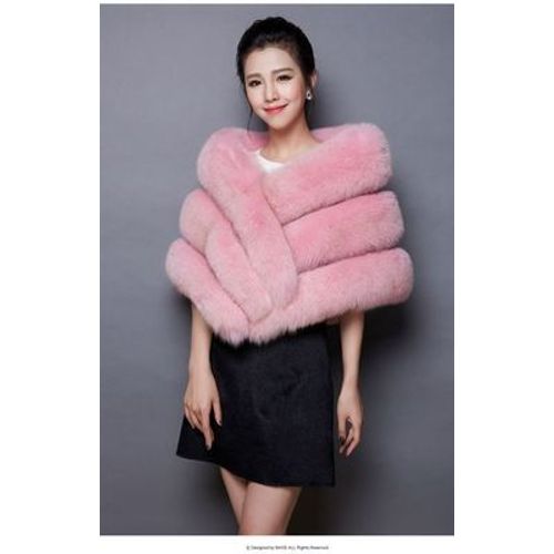Châle de Mariage en Fausse Fourrure de Haute Qualité,Accessoire de ixFormelle pour Femme,Cape de Mariée,Optique Douce,Patients Ronds Ivoire,Gris,Noir,Rouge,Rose