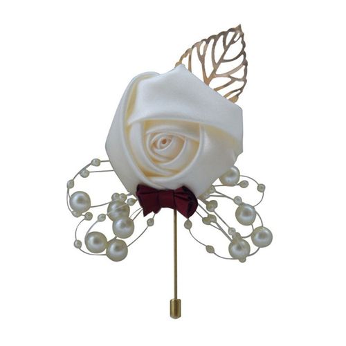 Boutonnière Épingles À Revers Pour Homme Et Femme,Corsage De Mariage,Boutonnière Trempée,Feuilles D'or,Broche Fleurs,Accessoires De Mariage