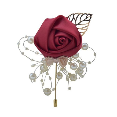 Boutonnière Épingles À Revers Pour Homme Et Femme,Corsage De Mariage,Boutonnière Trempée,Feuilles D'or,Broche Fleurs,Accessoires De Mariage