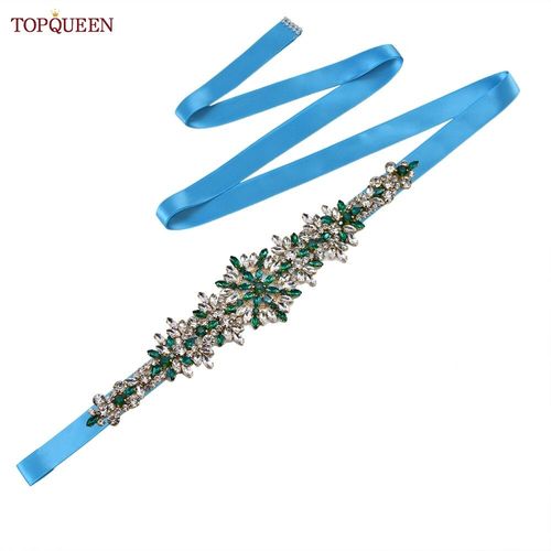 TOPCLS-Ceinture de mariage pour patients EEN,ceinture marocaine faite à la main,ceinture en biscuits,accessoires de robe de banquet,bijoux verts,appliques S319-KL
