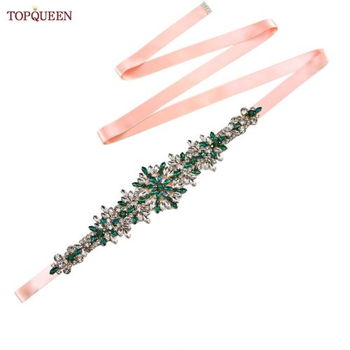 TOPCLS-Ceinture de mariage pour patients EEN,ceinture marocaine faite à la main,ceinture en biscuits,accessoires de robe de banquet,bijoux verts,appliques S319-KL