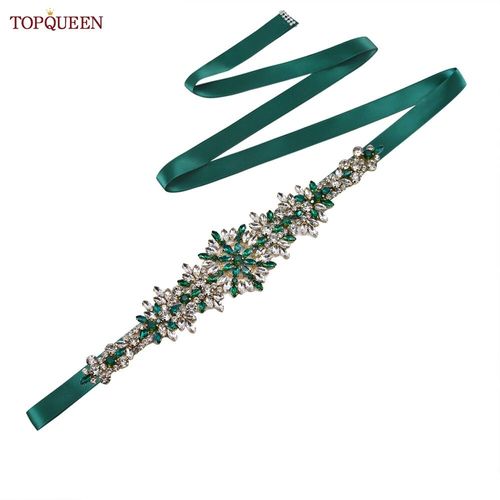 TOPCLS-Ceinture de mariage pour patients EEN,ceinture marocaine faite à la main,ceinture en biscuits,accessoires de robe de banquet,bijoux verts,appliques S319-KL