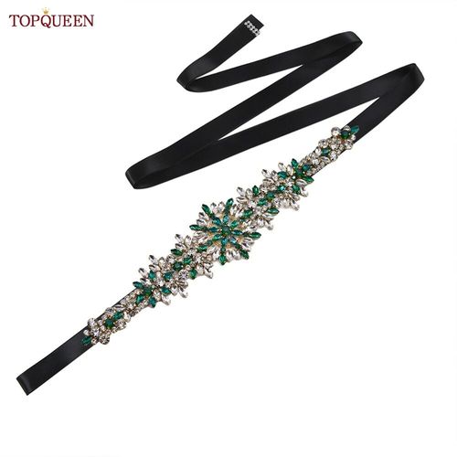 TOPCLS-Ceinture de mariage pour patients EEN,ceinture marocaine faite à la main,ceinture en biscuits,accessoires de robe de banquet,bijoux verts,appliques S319-KL