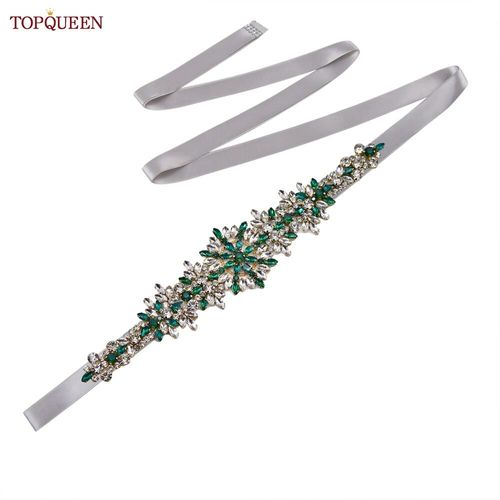 TOPCLS-Ceinture de mariage pour patients EEN,ceinture marocaine faite à la main,ceinture en biscuits,accessoires de robe de banquet,bijoux verts,appliques S319-KL