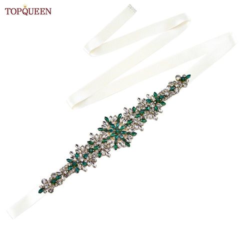 TOPCLS-Ceinture de mariage pour patients EEN,ceinture marocaine faite à la main,ceinture en biscuits,accessoires de robe de banquet,bijoux verts,appliques S319-KL