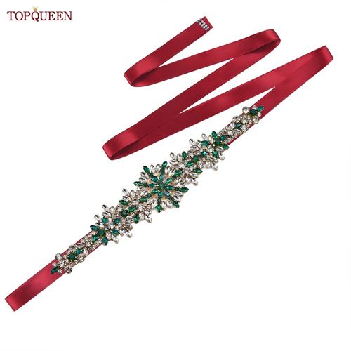 TOPCLS-Ceinture de mariage pour patients EEN,ceinture marocaine faite à la main,ceinture en biscuits,accessoires de robe de banquet,bijoux verts,appliques S319-KL