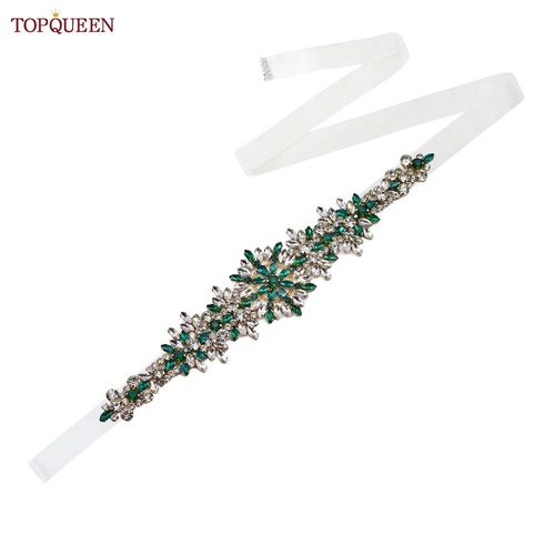 TOPCLS-Ceinture de mariage pour patients EEN,ceinture marocaine faite à la main,ceinture en biscuits,accessoires de robe de banquet,bijoux verts,appliques S319-KL