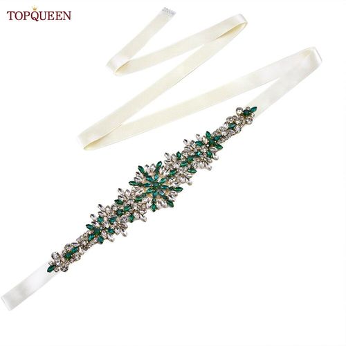 TOPCLS-Ceinture de mariage pour patients EEN,ceinture marocaine faite à la main,ceinture en biscuits,accessoires de robe de banquet,bijoux verts,appliques S319-KL
