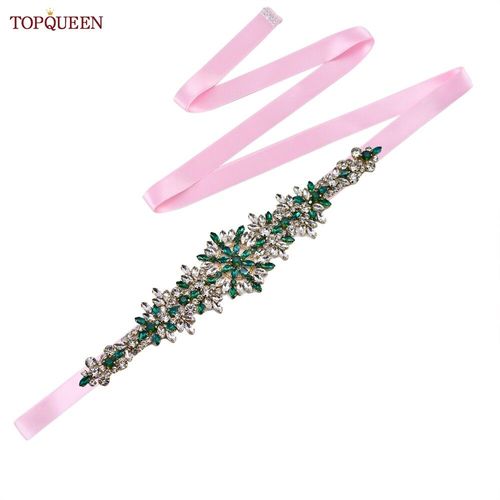 TOPCLS-Ceinture de mariage pour patients EEN,ceinture marocaine faite à la main,ceinture en biscuits,accessoires de robe de banquet,bijoux verts,appliques S319-KL